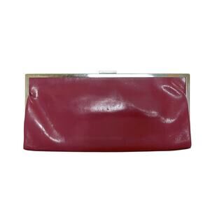 HOBO Valentina Sangria Leather Clutch - Y2K Berry Frame Evening Bag